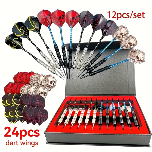 Darts Set with Iron Tips, PET Shafts and Gift Box for Practice and Game Room Play