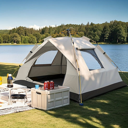 Pop-Up Beach Tent with Two Doors, Optional Windows, Moonlight White, 210 × 150 × 125 cm