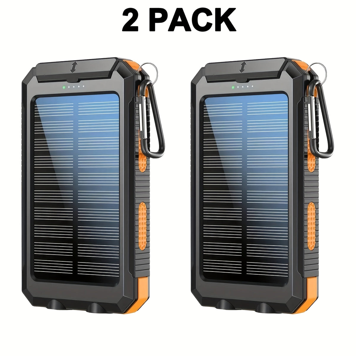 2-Pack Solar Power Bank 20000mAh 40000mAh Portable Dual USB Fast Charging with Built-In LED Flashlight - Emergency Solar Charger for Hiking Camping Outdoor Survival, Compatible with iPhone Android Samsung