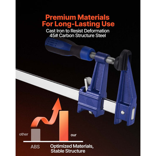 Bar Clamps for Woodworking with Cast Iron Jaws, 24- and 36-Inch Pack Options