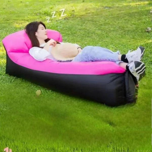 Inflatable Air Lounger Sofa with Pump-Free Setup for Camping and Beach