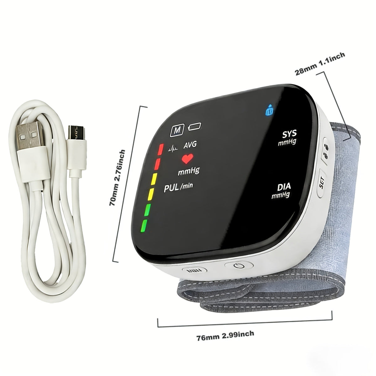 Wrist Blood Pressure Monitor - Digital BP Monitor Rechargeable with 2×99 Memory, Large LCD Display, Voice Broadcast & Portable Case for Home & Travel Use (Black / White / BP188W)