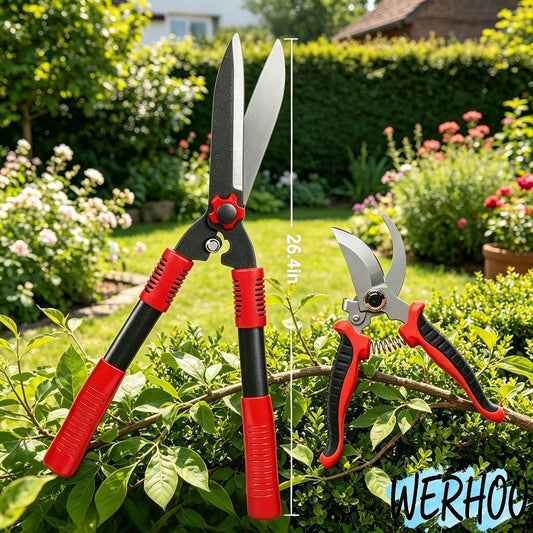 Garden Pruning Shears Set with Alloy Steel Blades, 2- and 3-Piece Options