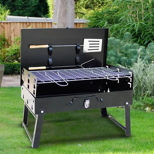 Portable Charcoal BBQ Grill, Foldable Tabletop Design for Camping and Picnics