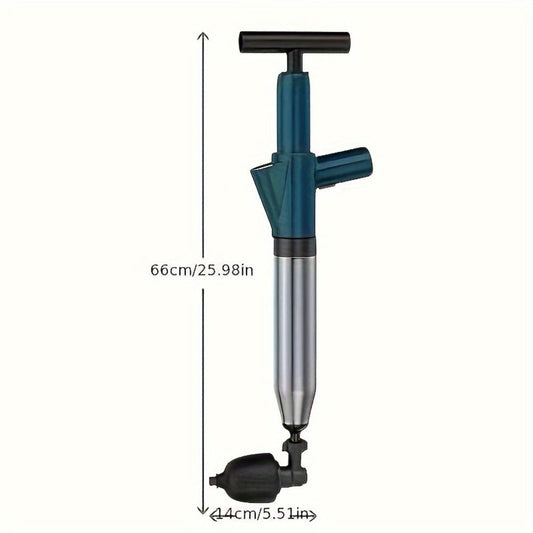 Air Pressure Drain Unclogger, Manual Tool for Toilets, Sinks and Floor Drains, Blue