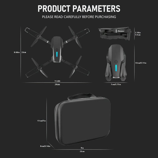 E88 Foldable RC Drone in Black with Surround Flight Mode