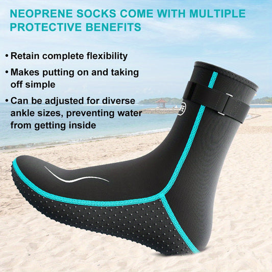 Neoprene Wetsuit Socks, 3.5 mm with Dotted Soles, High- and Low-Cut Styles
