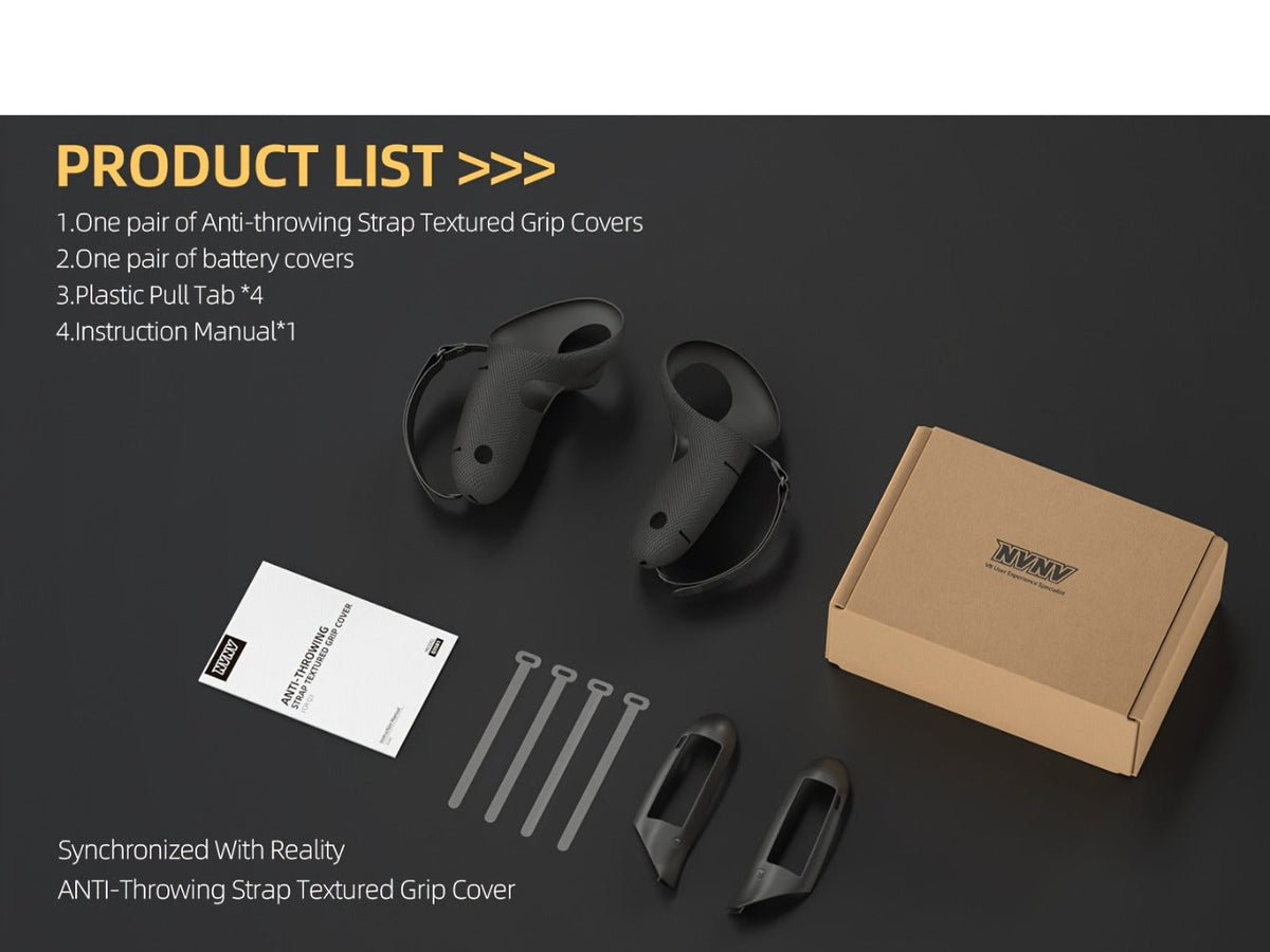 Meta Quest 3 & 3S Controller Grip Cover Silicone Hand Strap Protector - Anti-Throw Knuckle Strap Adjustable Battery Opening VR Controller Accessories for Meta Quest 3 and Quest 3S