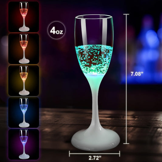 LED Light-Up Plastic Champagne Flutes, 6-Piece Set or Single Red Flute