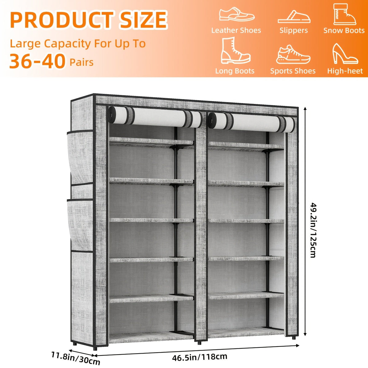 Shoe Rack shown in the 2 row 6 Tier option