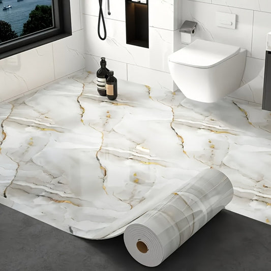 Peel and Stick Floor Tile Sticker, Marble-Look Vinyl Roll with Pattern Options