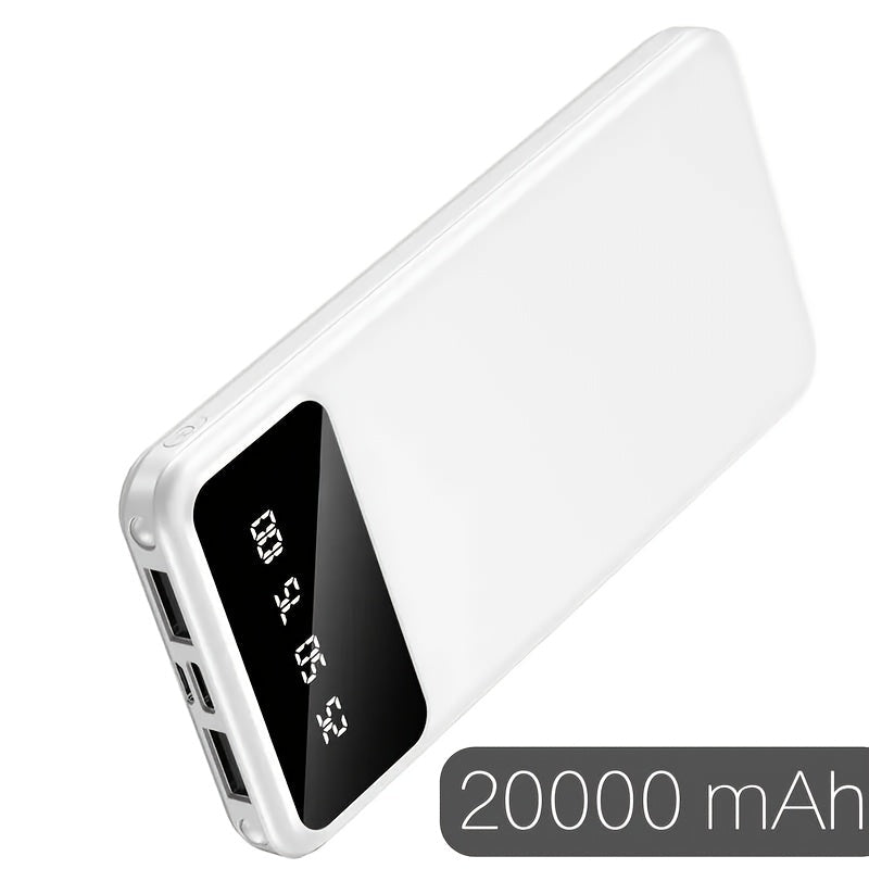 Dual USB 20000mAh Power Bank Portable Charger with LED Digital Display, Type-C & Micro USB Input, 5V/2.1A Fast Charging Battery Pack for iPhone Android Samsung iPad Tablets – Safe Polymer Lithium