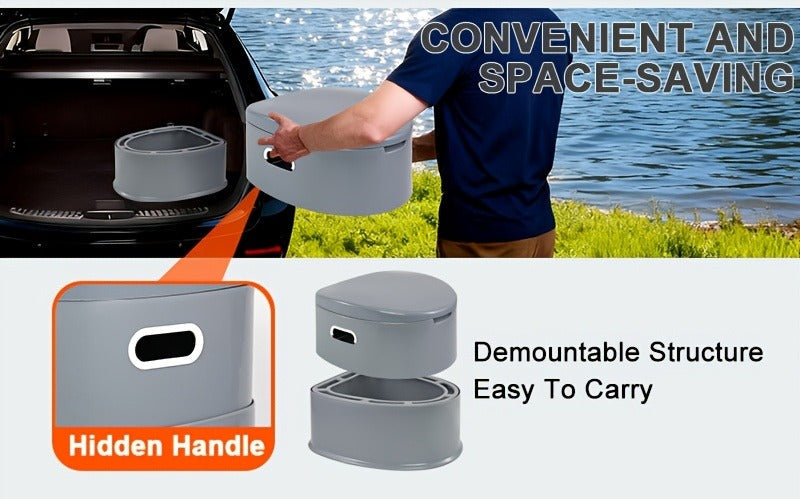 Extra Large Portable Toilet for Adults – Indoor Outdoor Commode with Detachable Inner Bucket & Removable Paper Holder, Lightweight Compact Design for Camping, Boating, Van Life & Emergency Use