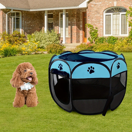 Foldable Octagonal Pet Playpen in Oxford Cloth, Beige Gray or Blue, M–XL