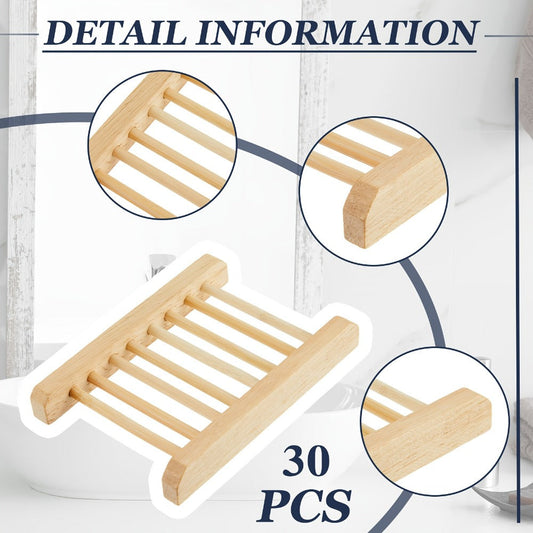 Sisal Soap Exfoliating Mesh Bags with Rectangular Wooden Holders, 60-Piece Set