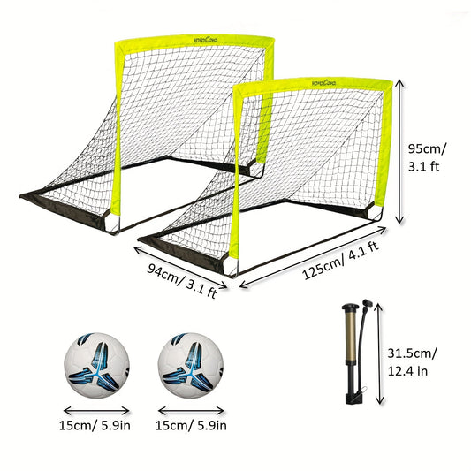 Portable Soccer Goal Set, 4 x 3 ft, with 2 Goals, Nets, Balls, Pump and Carrying Bag