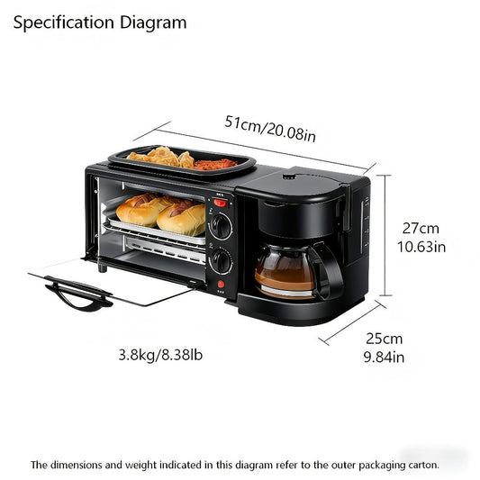 3-in-1 Breakfast Maker Station with Egg Fryer, Toaster & Coffee Maker