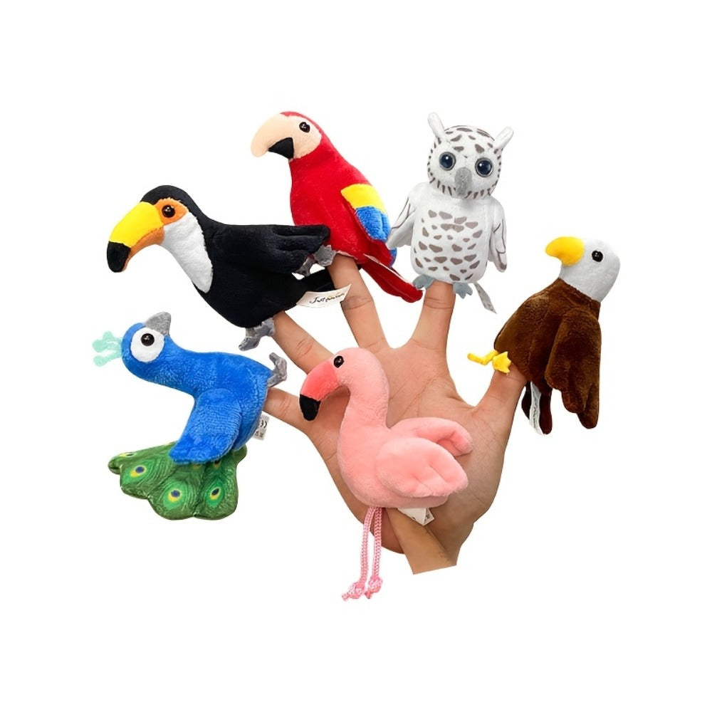 Bird Finger Puppets Set 6pcs Realistic Mini Hand Puppets for Kids Toddlers, Cute Animal Bird Puppets for Role Play Storytelling Nature Learning, Birthday Party Favor Gift