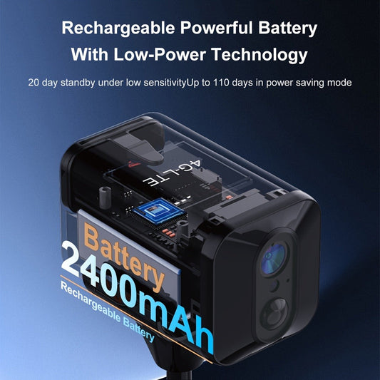 4G LTE Security Camera with 4K Video, Rechargeable Battery & PIR Motion Detection