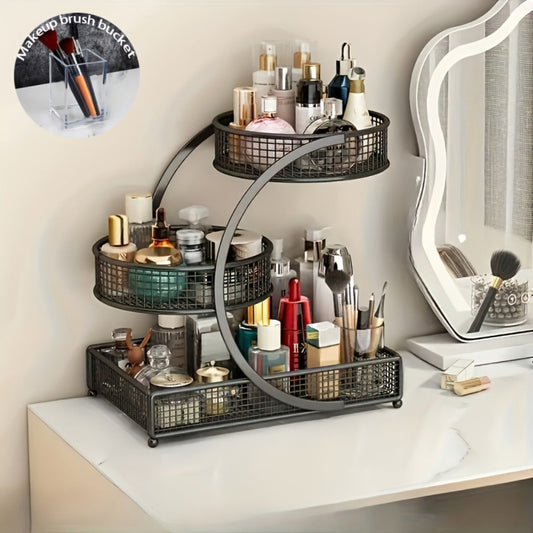 Mesh Metal Countertop Organizer for Makeup & Skincare, 2-Tier or 3-Tier