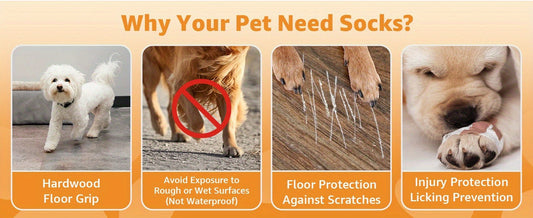Non-Slip Dog Socks with Double-Sided Grip and Adjustable Straps, Rust, Set of 4