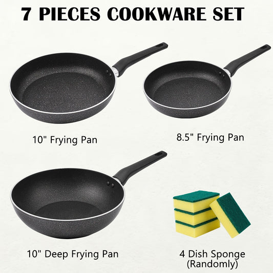 Nonstick Frying Pan Set, Aluminum 8.5-Inch and 10-Inch Skillets with Deep Pan