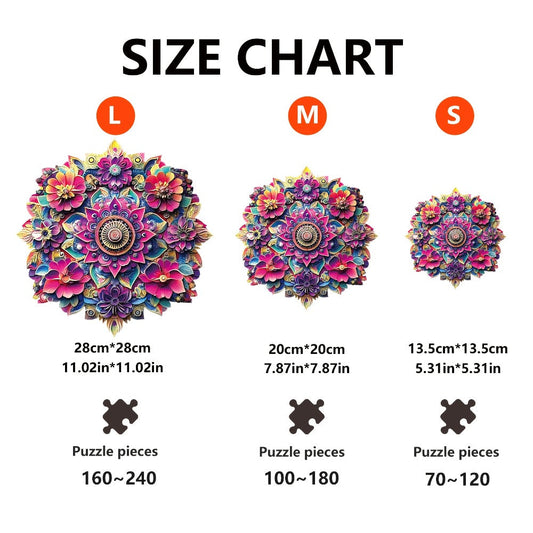 Wooden Mandala Puzzle, Irregular Animal Pieces, 3 Sizes