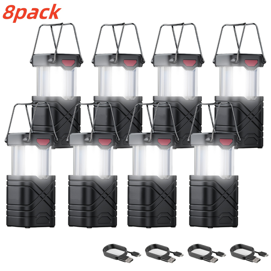 LED Camping Lanterns with Solar and USB Charging, 4-Pack or 8-Pack