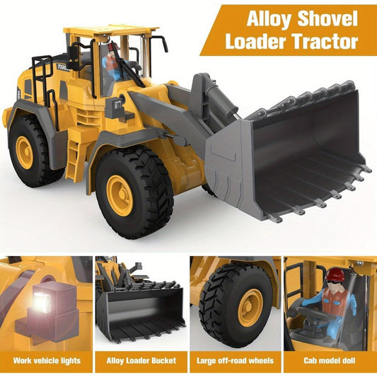 1:20 RC Wheel Loader Toy with 2.4GHz 9-Channel Control, Lights & Sounds