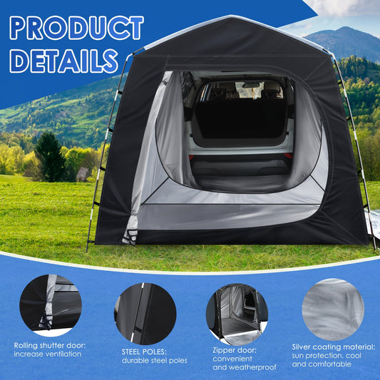 SUV Tailgate Tent with Porch Awning, 5-Person Design for Car Camping