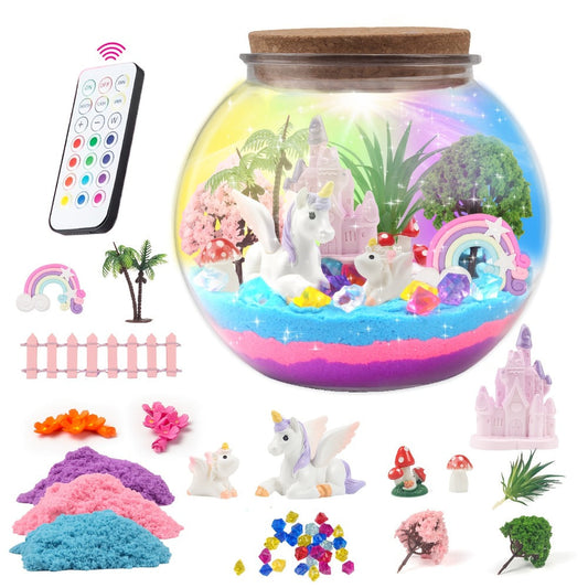 Unicorn Terrarium Craft Kit with 13-Color LED Light and Remote