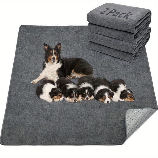 Washable Dog Pee Pads, Reusable 2-Pack with Non-Slip Backing in 7 Sizes