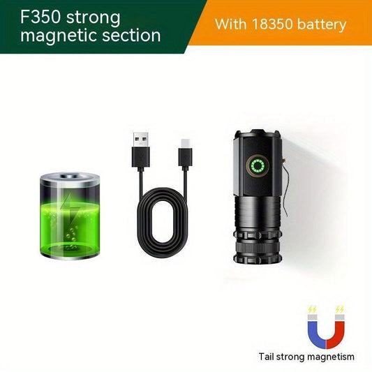 Mini Rechargeable Flashlight, 2000 Lumens, USB-C with Short 18350 or Long 18650 Options