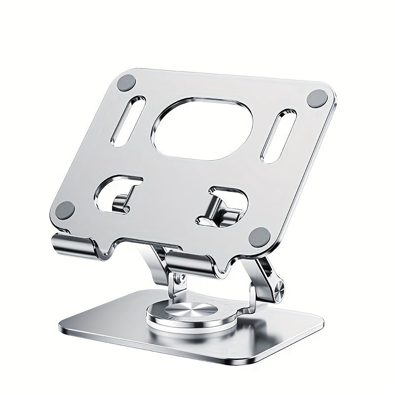360° Rotating Foldable Tablet Stand for iPad & Phone, Adjustable Desktop Holder, Universal Compatibility – Black/Silver