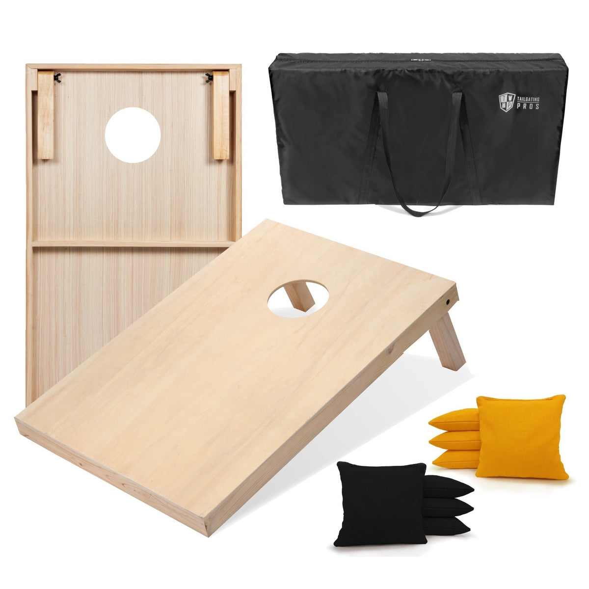 Regulation Cornhole Board Set 4x2 Solid Wood ACA Standard with 8 Bean Bags Carrying Case Tote Outdoor Yard Tailgate Party Game 13 Color Options