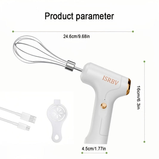Cordless Electric Whisk with Rechargeable Battery and Vertical Stand, Green