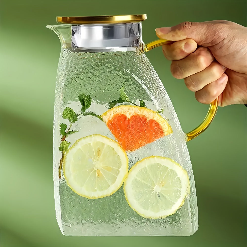 Glass Water Bottle Kettle Set – Heat-Resistant Large Capacity Fridge Door Storage with Cleaning Brush & Long Spoon – Perfect for Iced Tea, Cold Brew Coffee, Juice & Infused Water