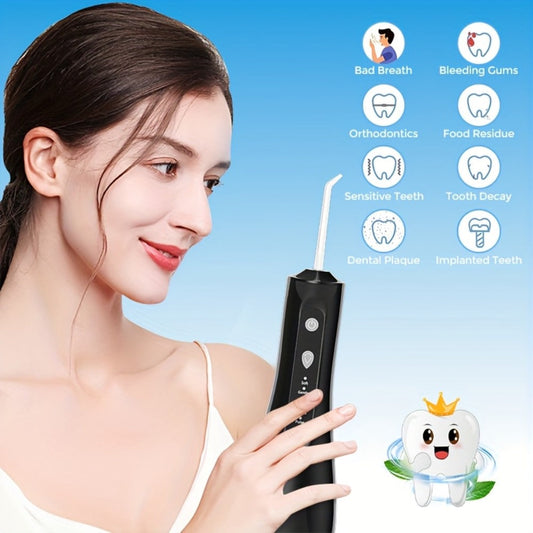 Portable Water Flosser with USB Charging and 10.14oz Reservoir, 401 Black