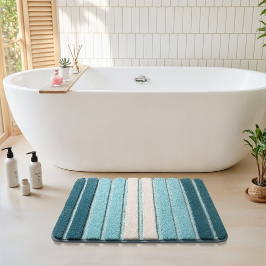 Chenille Bath Rug with Non-Slip Backing, Plush Machine-Washable Bathroom Mat
