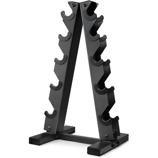 Dumbbell Rack, 5-Tier Steel A-Frame for 5–25 lb Dumbbells, Black