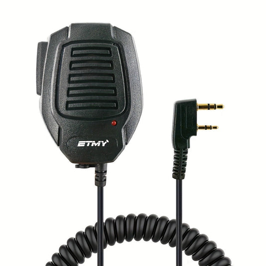 Walkie Talkie Speaker Mic with Coiled Cable, 360° Rotating Clip and 3.5mm Jack