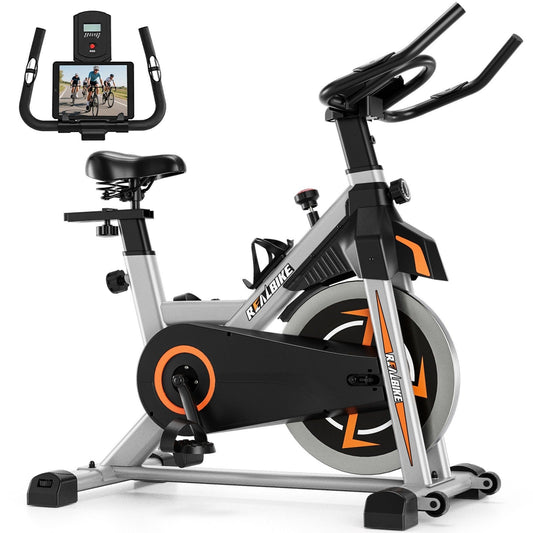 Stationary Exercise Bike with 330 lb Capacity, LCD Monitor and Tablet Holder