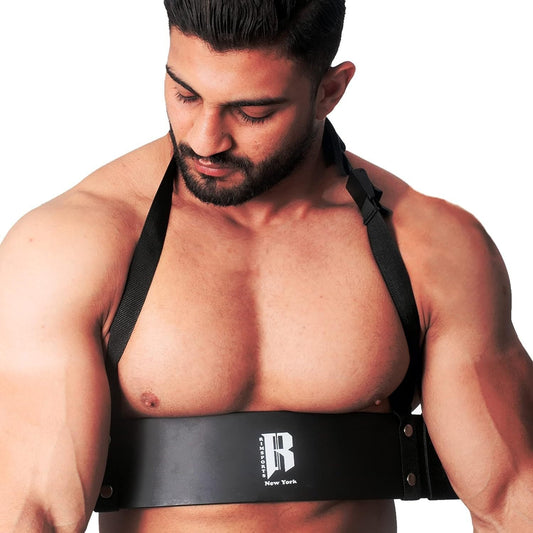 Arm Blaster, 24-Inch Aluminum Bicep Curl Support with Adjustable Strap and Pads