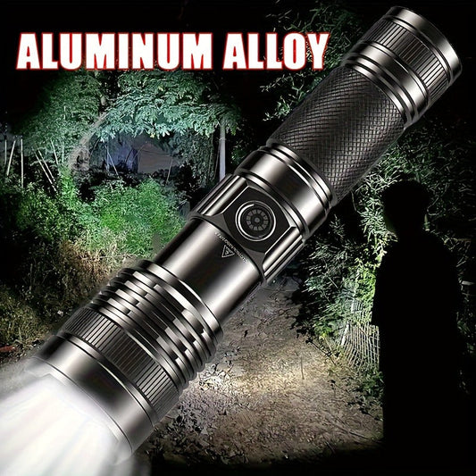 Survival Flashlight with Zoomable LED, USB Charging and Fresnel Lens Fire Starter