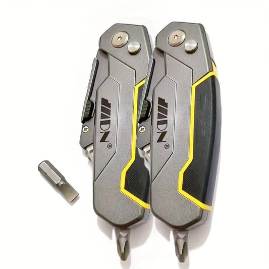 Folding Utility Knife with Phillips Screwdriver, Blade Storage and 10 Blades