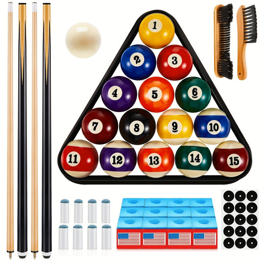 Pool Table Accessories Set with Balls, Triangle Rack & Maintenance Supplies, 71 Pieces