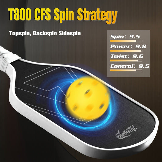Pickleball Paddle with T800 Carbon Fiber Face, 16 mm Elongated Thermoformed Design