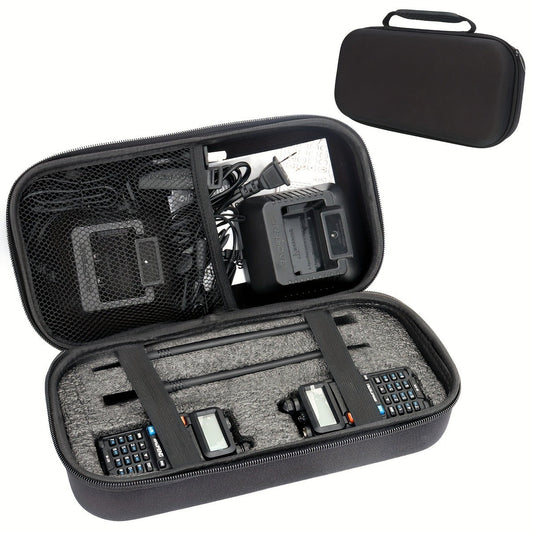 Hard Shell Walkie Talkie Case for Baofeng Radios, Black with Soft Lining