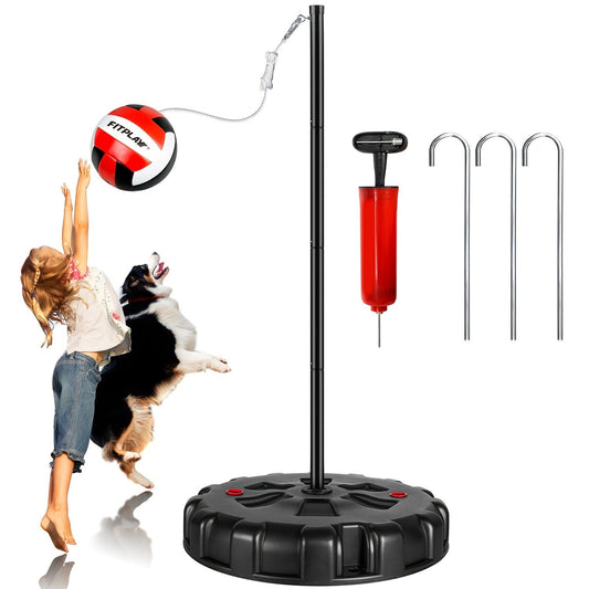 Portable Tetherball Set with Ball, Rope, Pole and Base for Backyard and Lawn Games