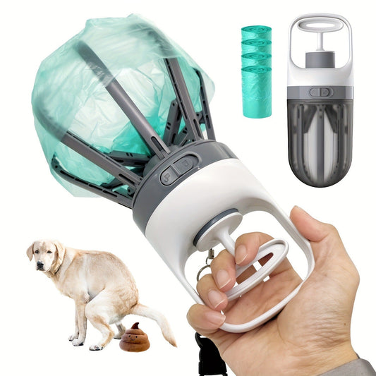 Dog Pooper Scooper with Wide Claw, Built-In Bag Dispenser & 75 Waste Bags